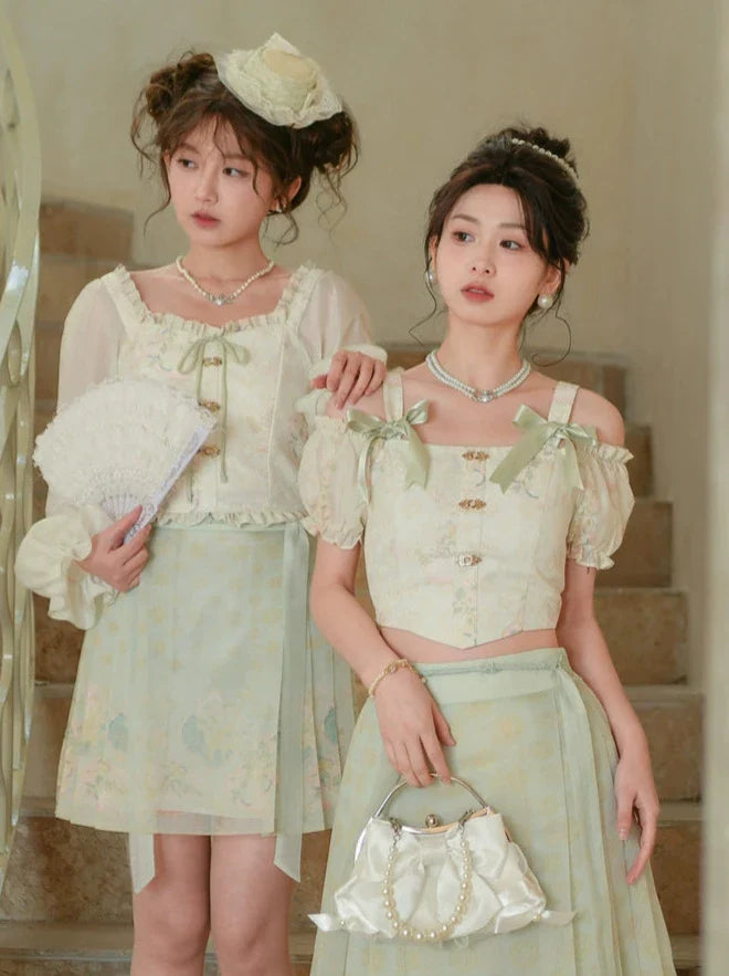 Chiffon Light China Green Floral Set-up