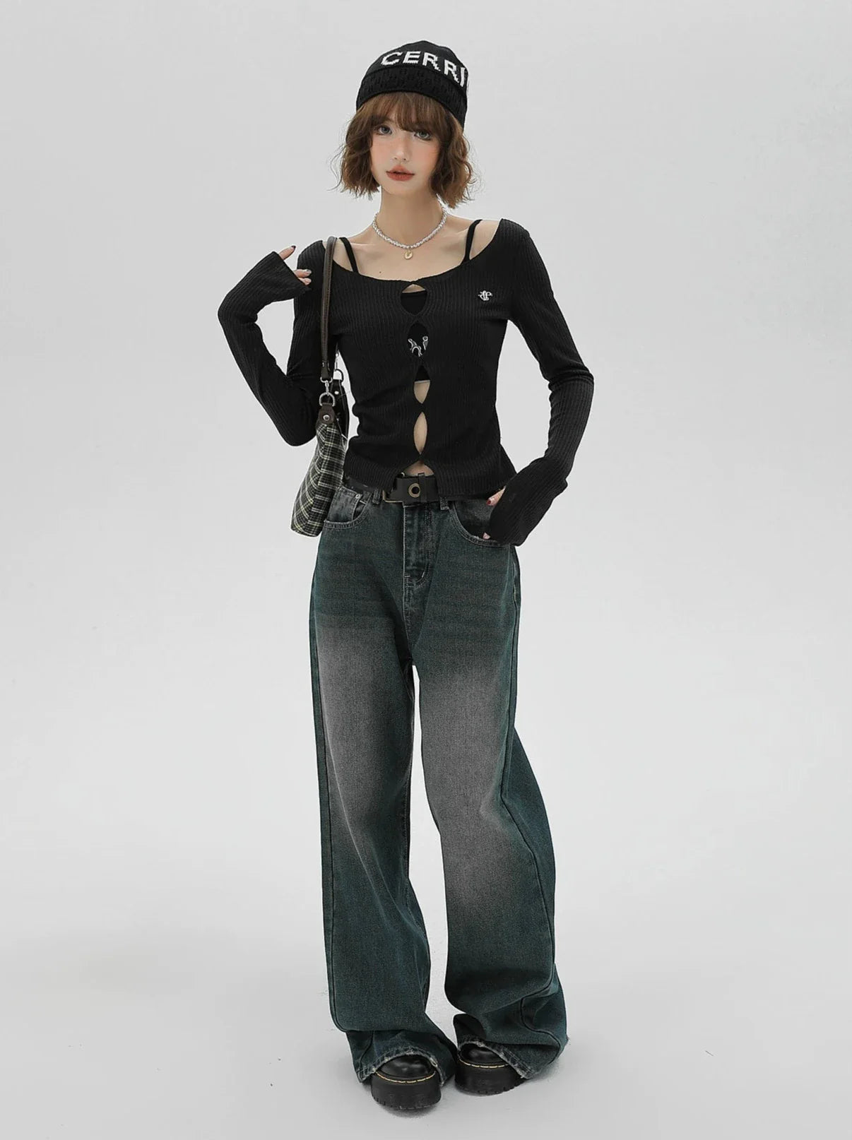 American Split Knit Camisole Top Short + Zweiteiler