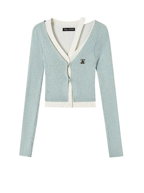 Short Faux Two-piece Sweater
