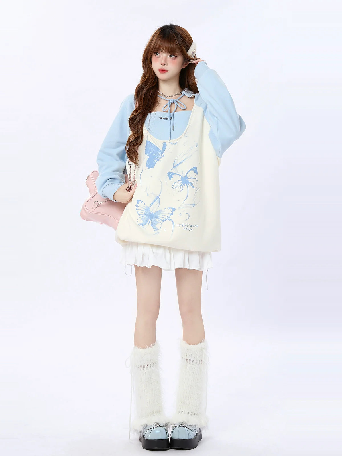 Butterfly Over Print Tops Loose