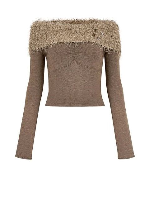 Haut slim asymétrique en fourrure
