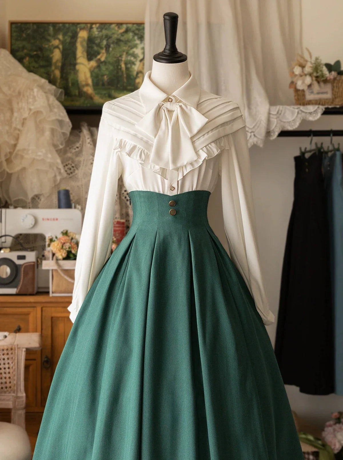 Retro Elegante Bluse Klassisches Band