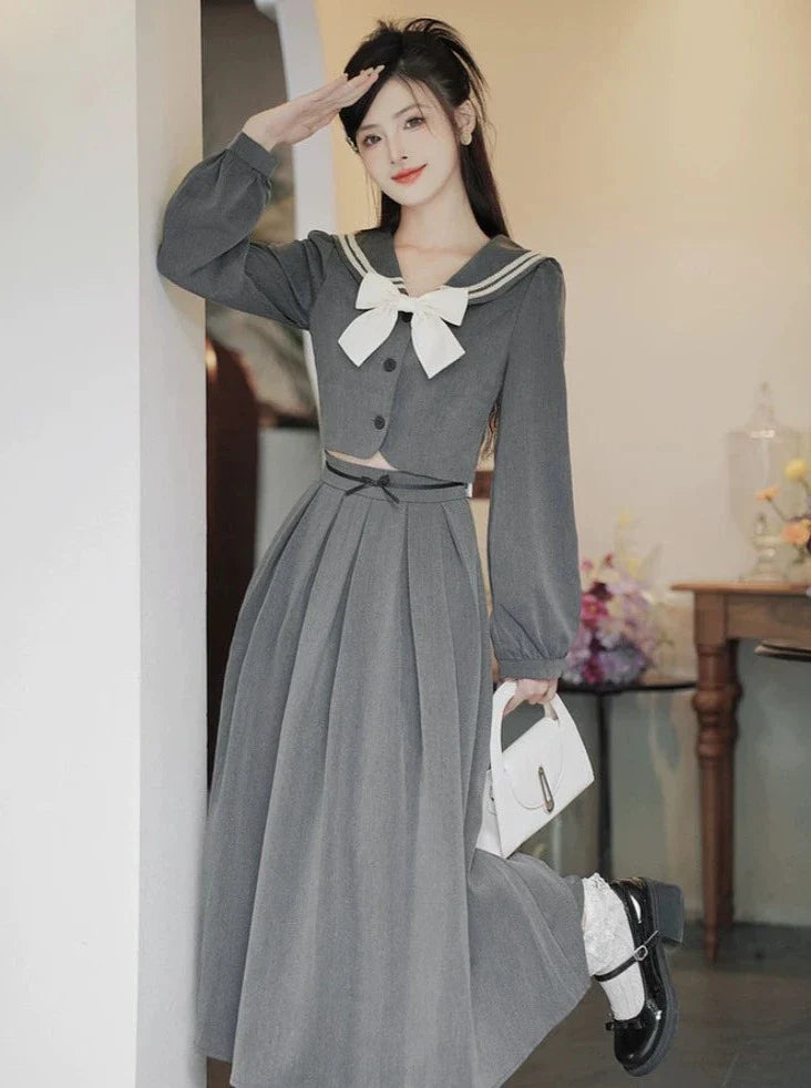 College Skirt Top Retro + Flared Ribbon