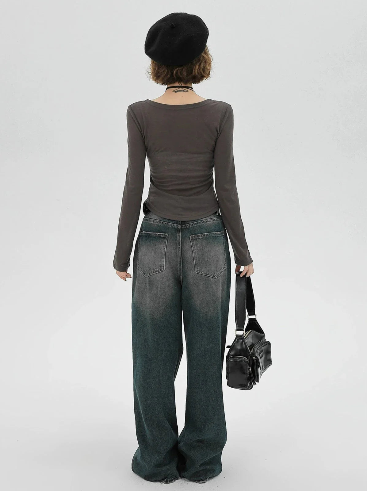 American Slim Retro Langbuchstabe Grau T