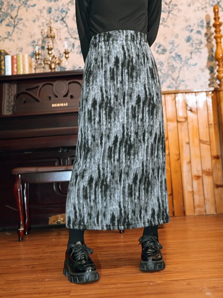 Skirt Retro Slit Tie-Dye Wool Cashmere China