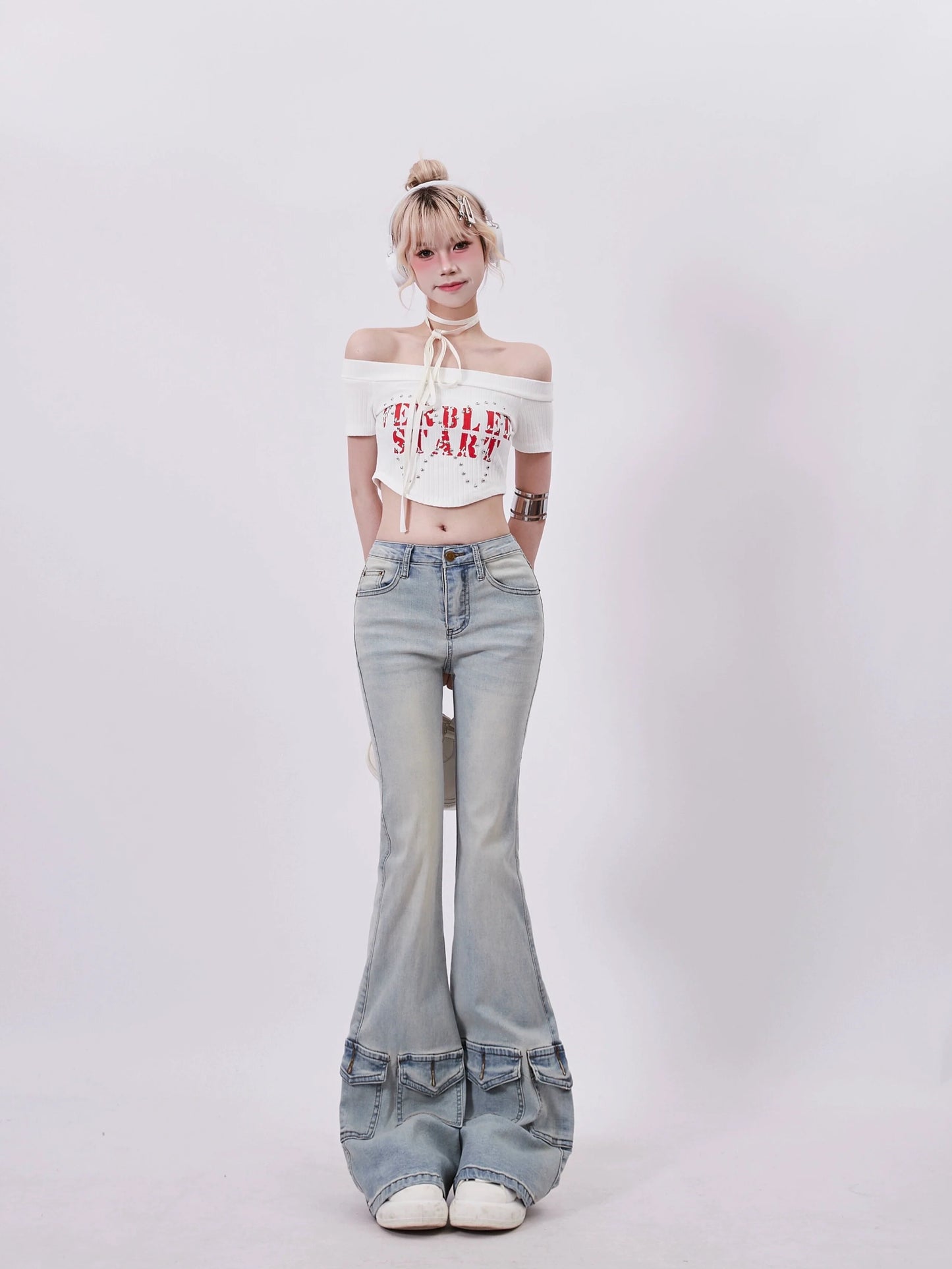 Off-Shoulder Logo American Top Short