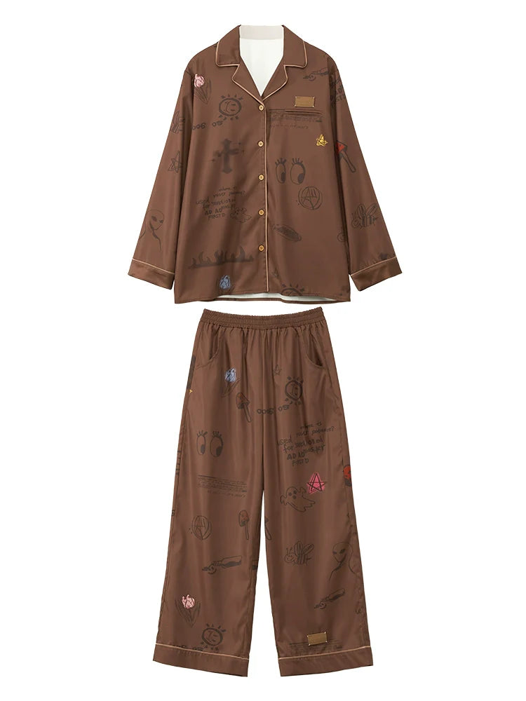 Illustration Brown Loose Pajamas