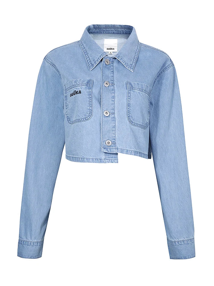 Short Top Asymmetrical Blue Denim