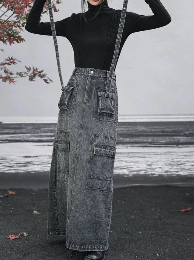 ロングデニムオシュスカート