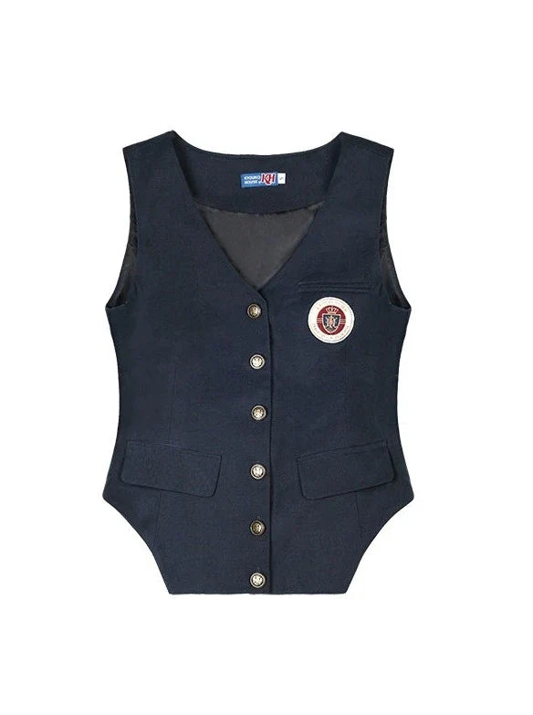 Chemise rétro avec gilet et jupe slim plissée style collège