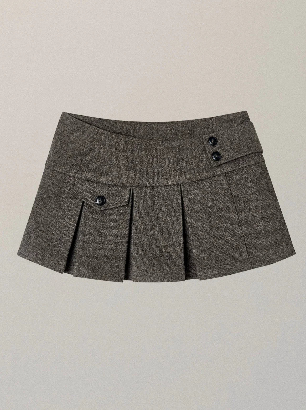 Button with Wool Pleated Skirt