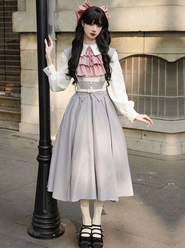 Blue College Dress Pastel Lolita