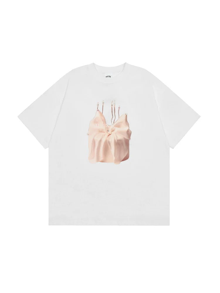 Illustrated Ribbon Tops Satin