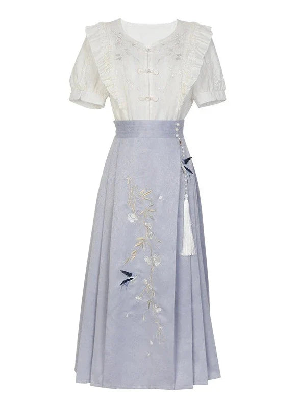 Summer Pleated Skirt Retro Ruffle Top Design China