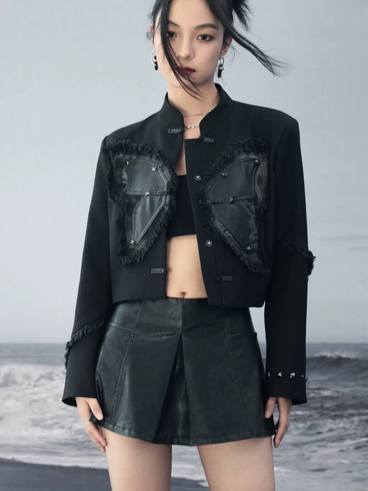 China Short Leather Butterfly Coat