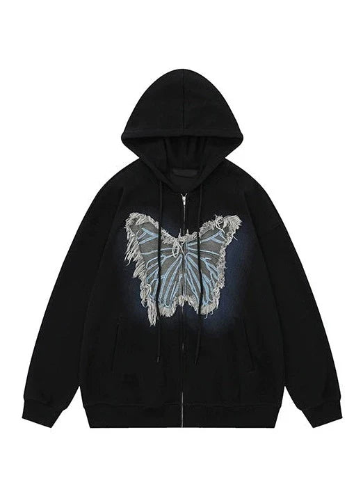 Art Illustration Mode Hoodie Schmetterling über
