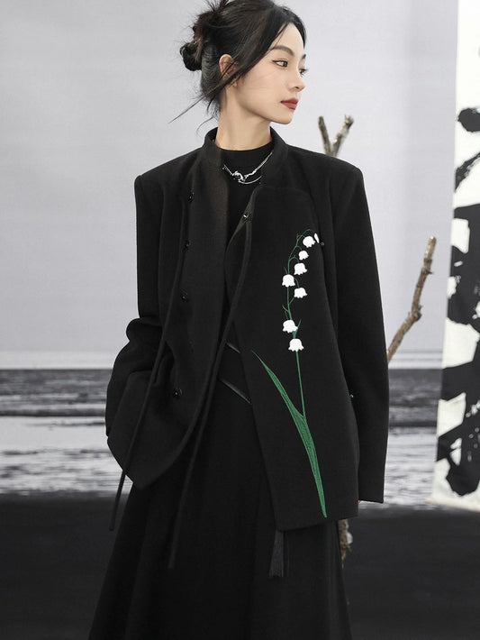 Flower Valleys Coat Retro Four Long Short