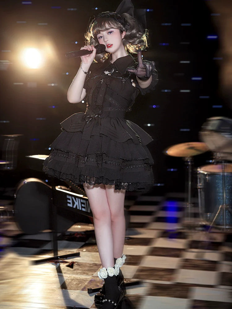 Dress Short Cross Contract Sweetheart Gothic
