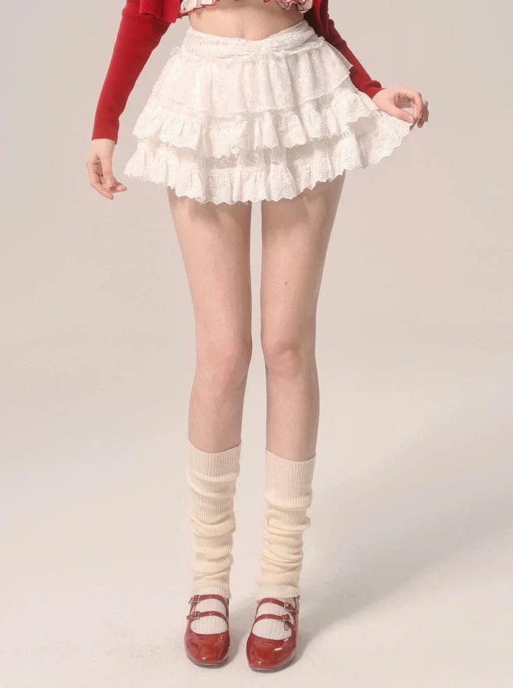 Suspender Off-the-shoulder Cake Velvet Ballet Butterfly Lace Style French Top + White Skirt