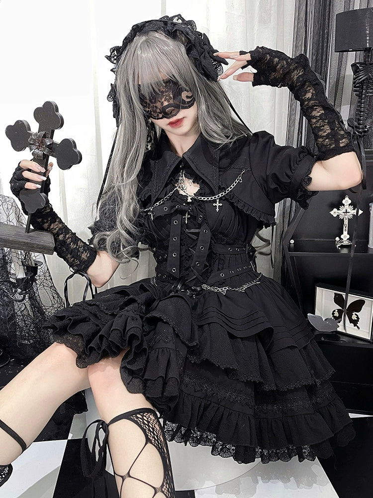 Veste boléro élégante à manches bouffantes style gothique Lolita