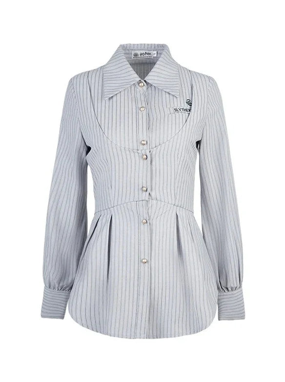 Collar Striped Faux Two-piece Polo Shirt