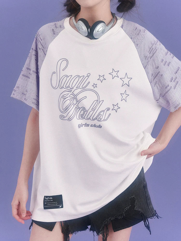 Printed Girl Sleeve Top Run Fighting Spirited