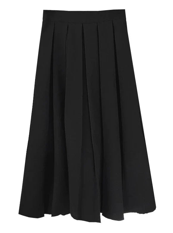 Scarf + Lapel Long Shirt Skirt Pleated