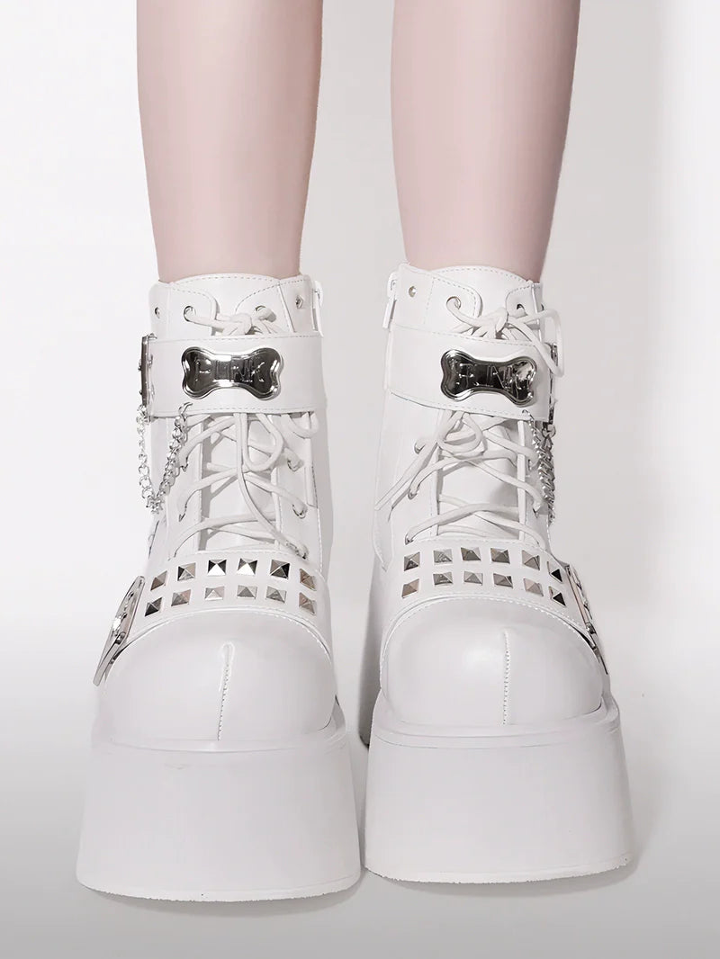 Rock Stiefel Plattform Punk Runde Zehe