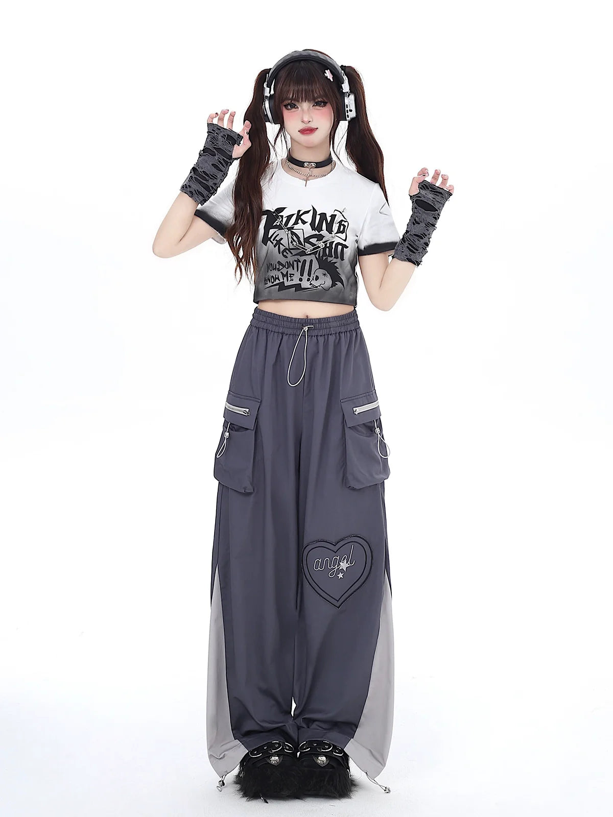 Love Pants mit Kordelzug in Kontrastfarbe, Cargo
