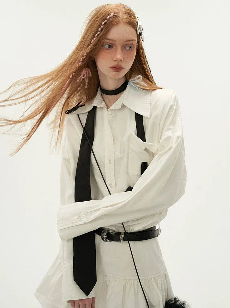 Dress Ruffle Shirt Lapel Slim