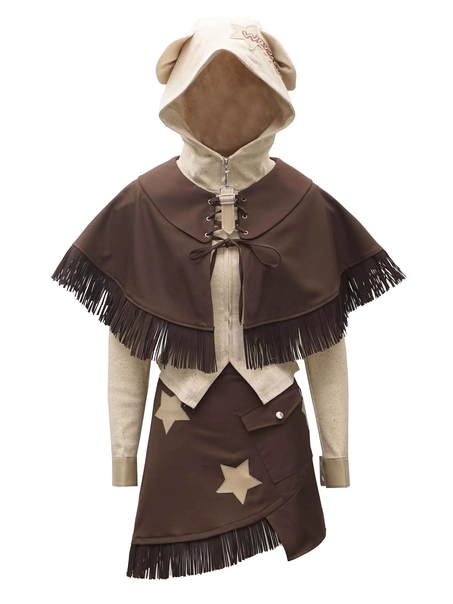 Design Split Wonder Bear Knit Top Shawl Maillard