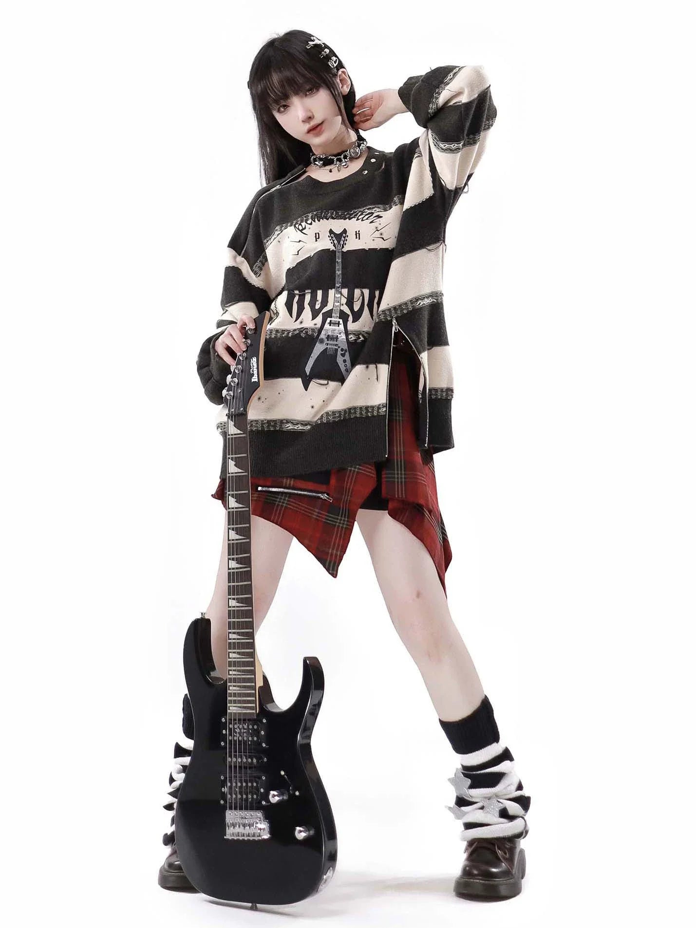 Border Striped Top + Soundwave Zip Guitar Two