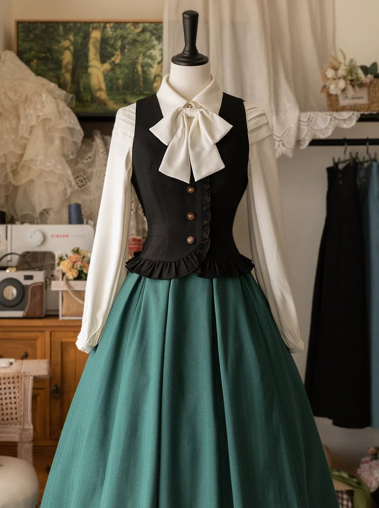 Forest Rüschen Retro Weste Kleiderschrank Klassiker