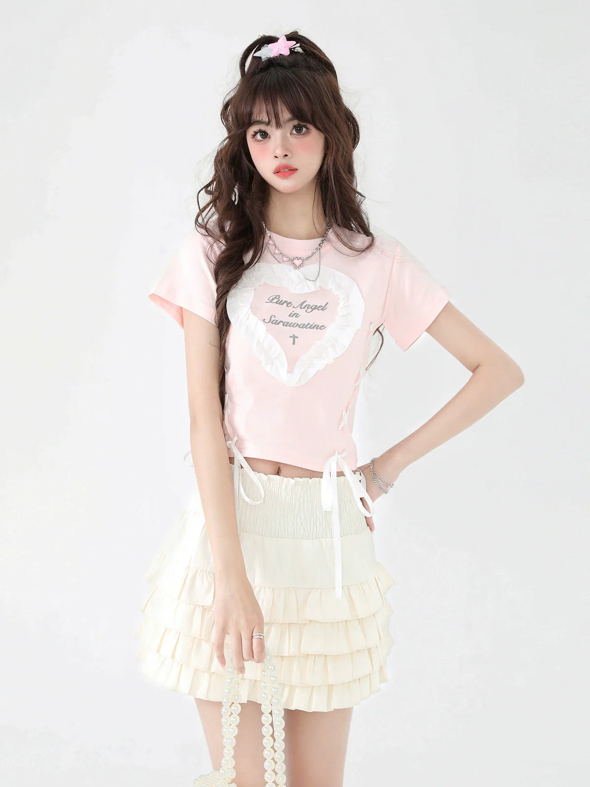 Love Lace-up Sweet T-shirt