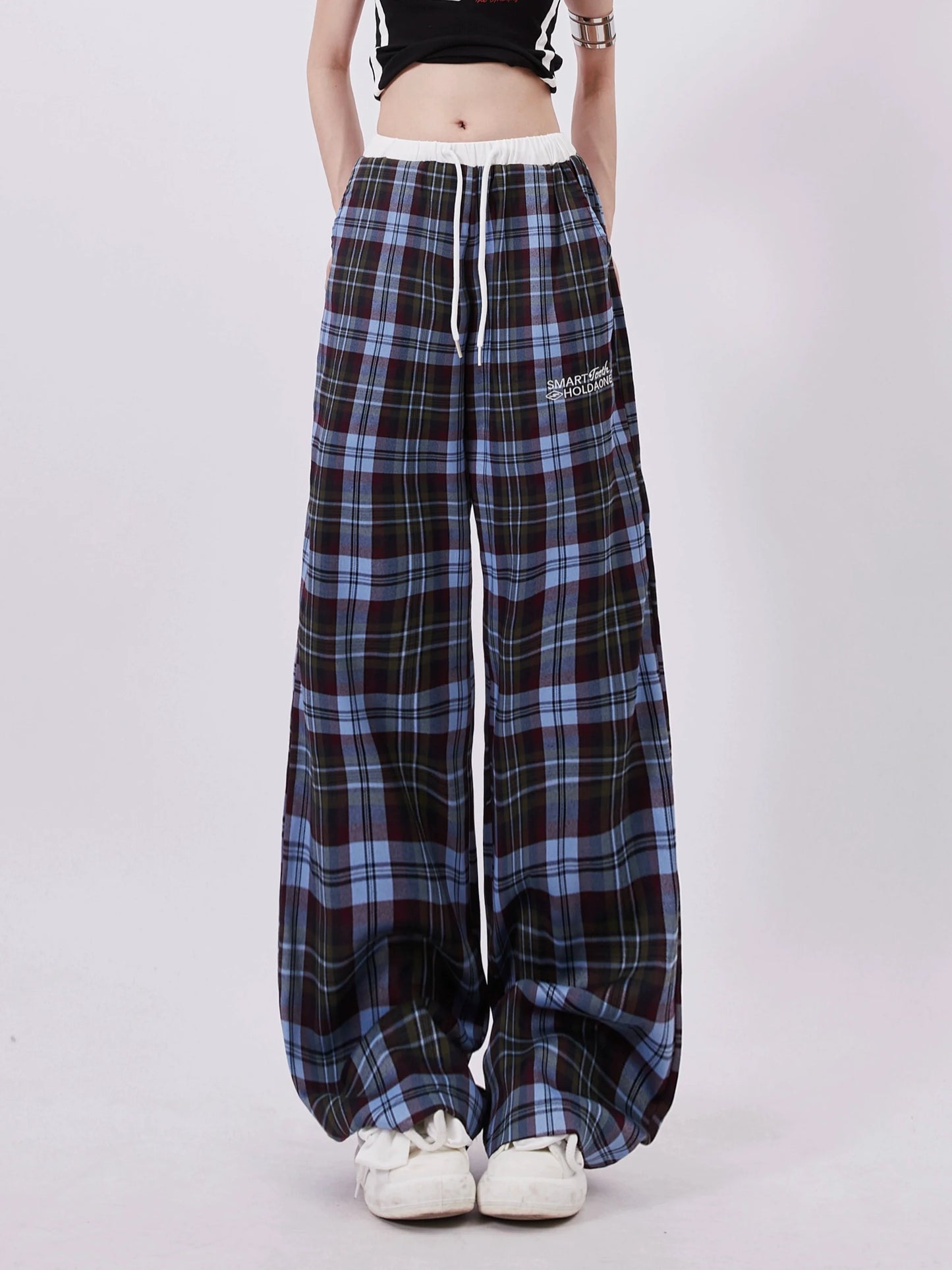 Casual Pants Wide Check Mode
