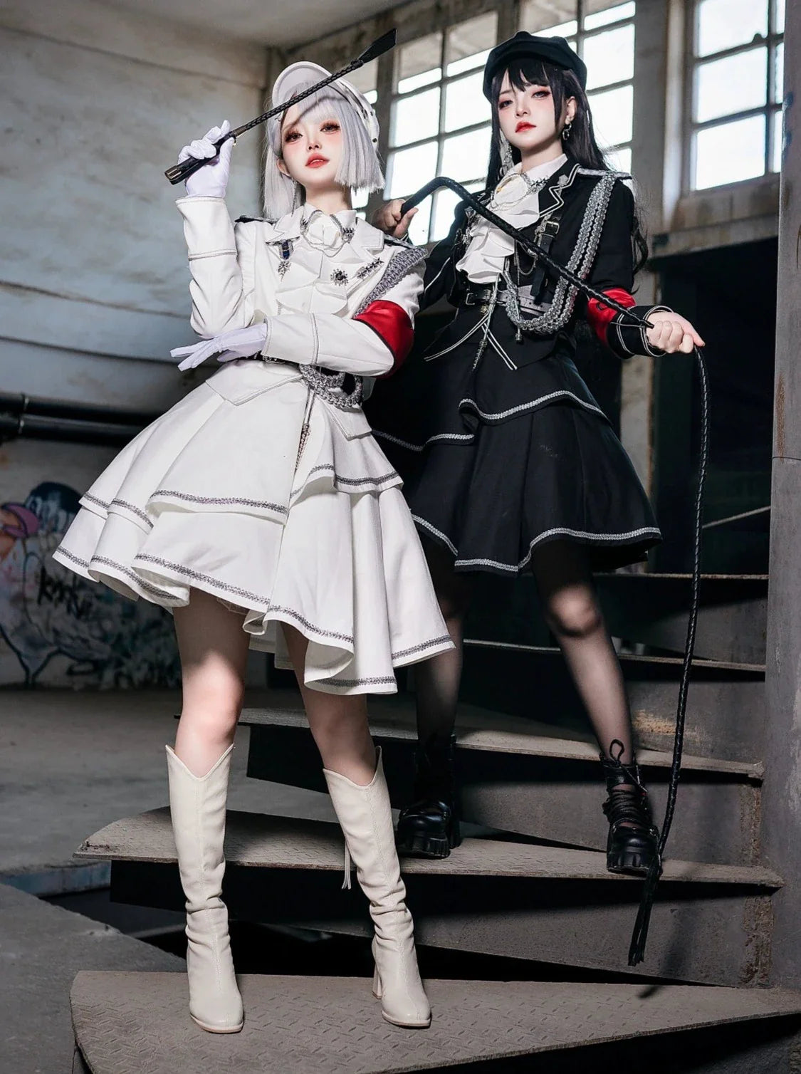 Army Skirt Dark Asymmetrical Military + Uniform + Shirt Mantle