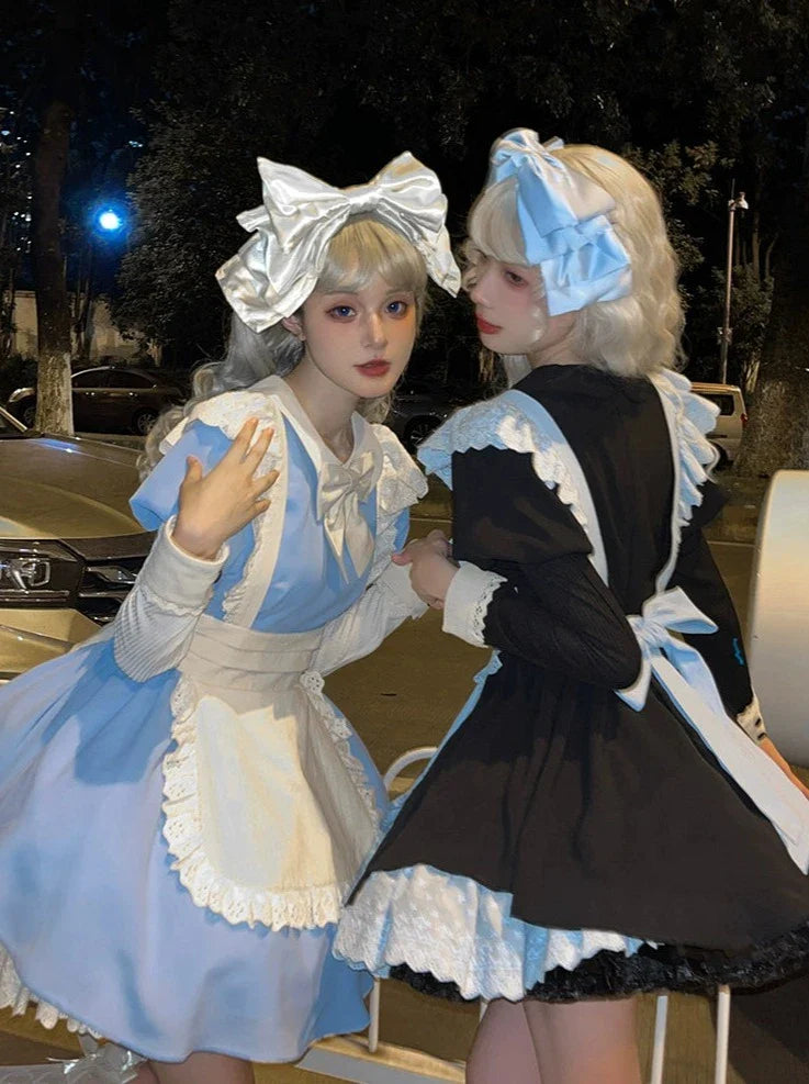 Maid Dress Lace Pleated