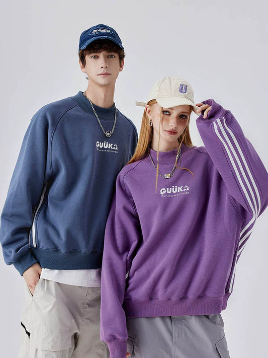 Fog Sweatshirt Unisex Neck Blue Round