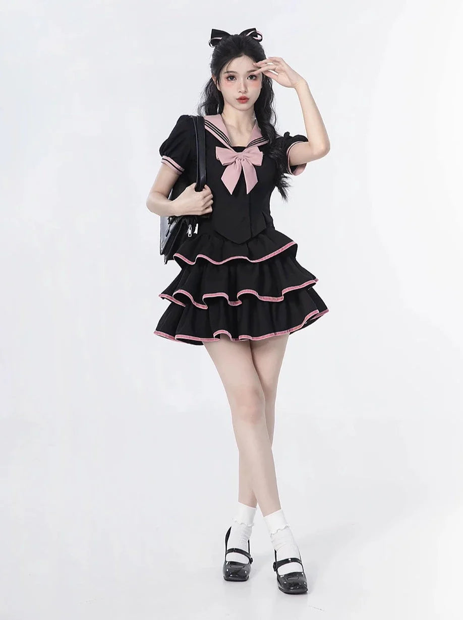 Top Sailor Flared Ribbon Cake + Puffhals + Ärmelrock Taille