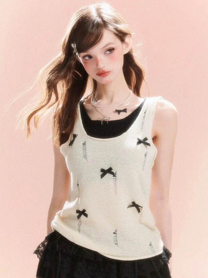 Ribbon Damaged Summer Top Tank