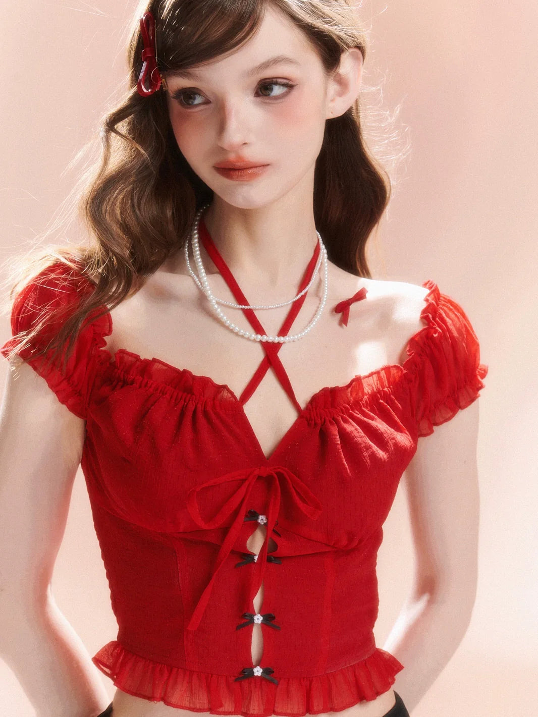 French Sweet Top Lace-Up