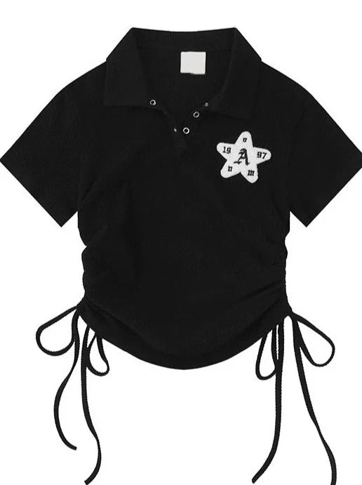 Lace-up Button Top Waist