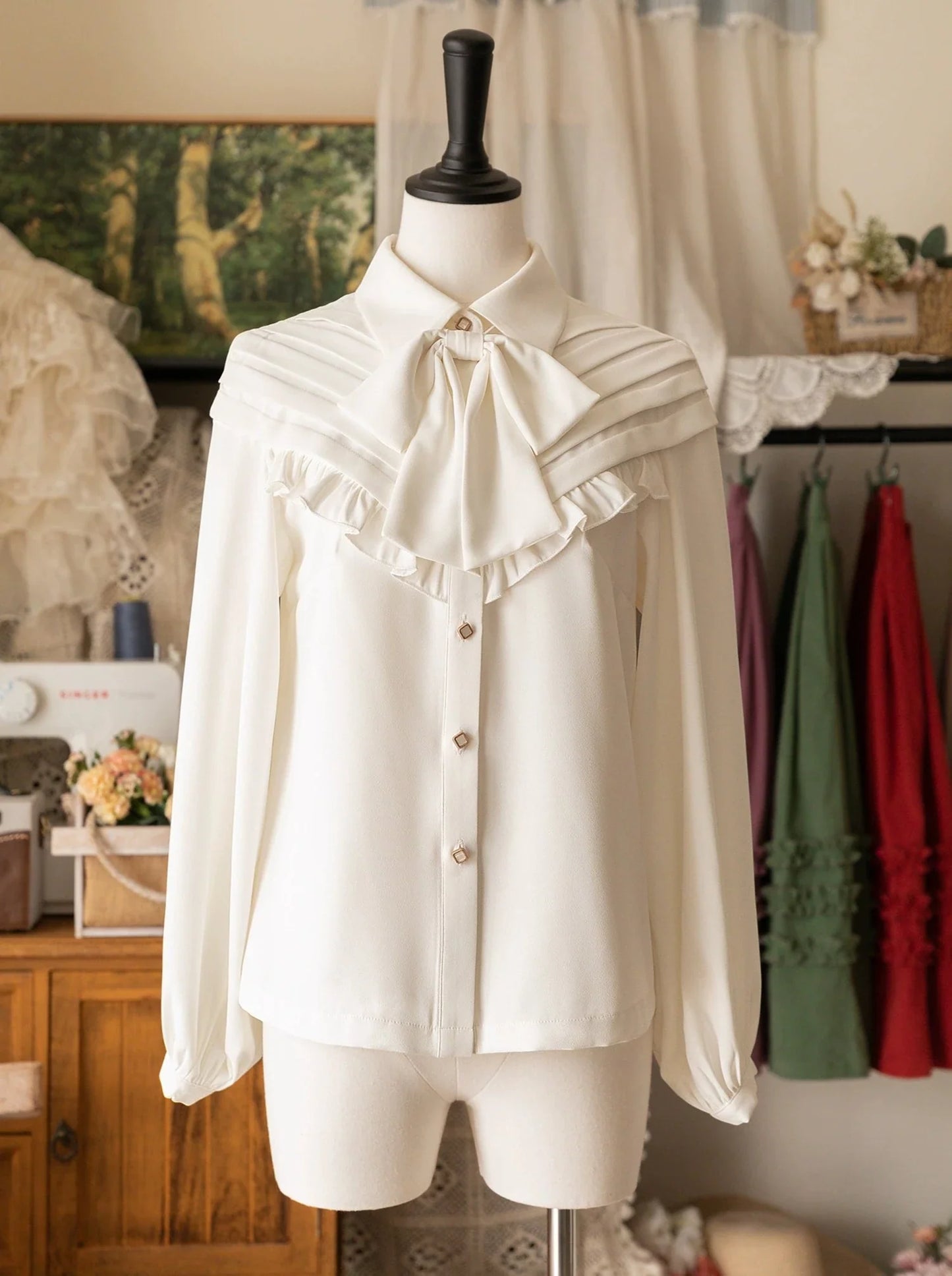 Retro Elegante Bluse Klassisches Band