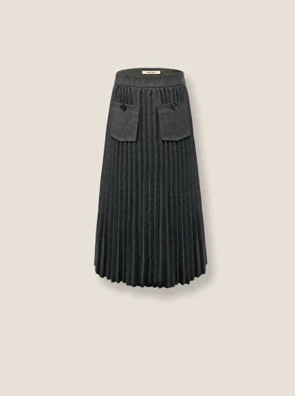 Gray College Long Skirt Best Bethi Barka Pleated