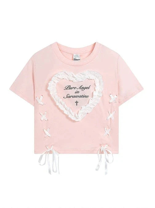 Love Lace-up Sweet T-shirt