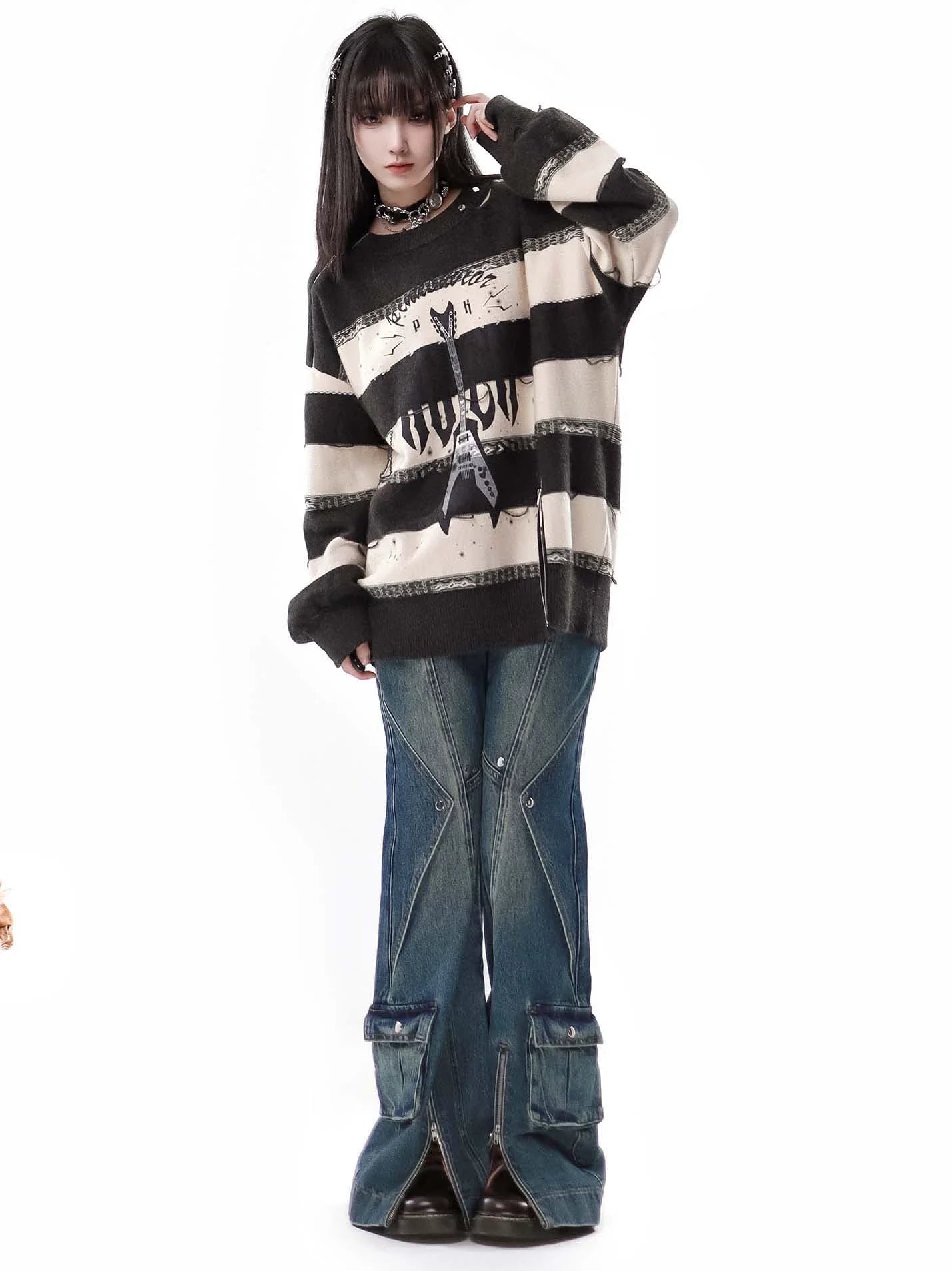 Border Striped Top + Soundwave Zip Guitar Two