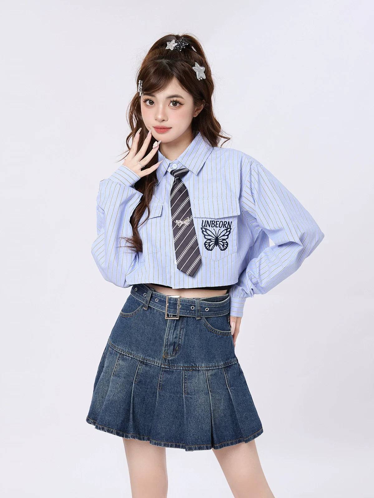 Butterfly Retro American Pocket Short Shirt