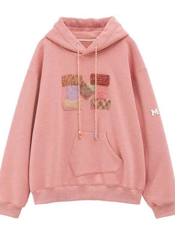 Wool Logo Hooded Loose Splicing Hoodie