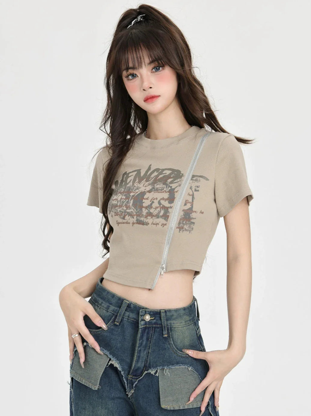 T-Shirt mit Reißverschluss American Street