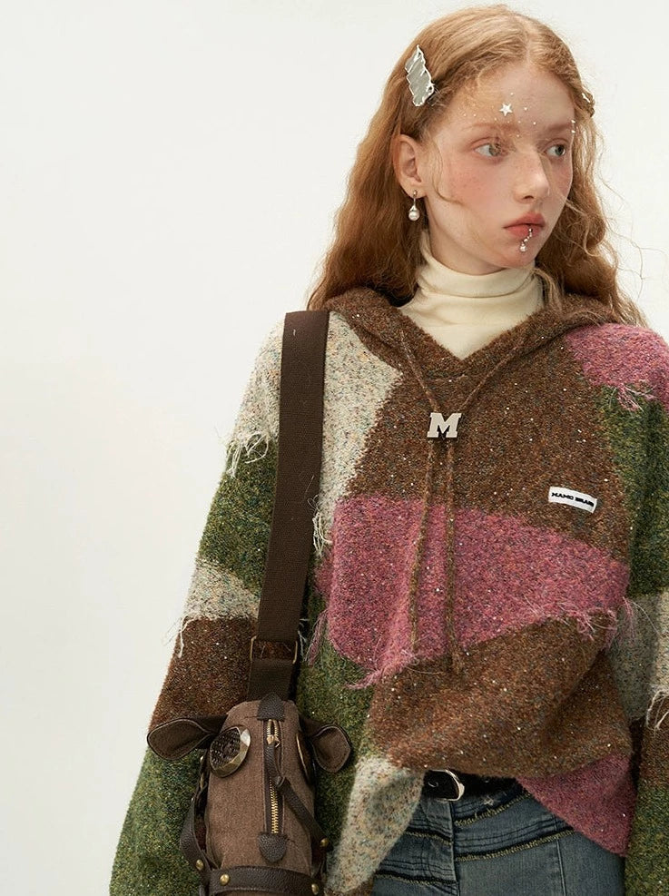 Kapuzenpullover in Retro-Block-Optik